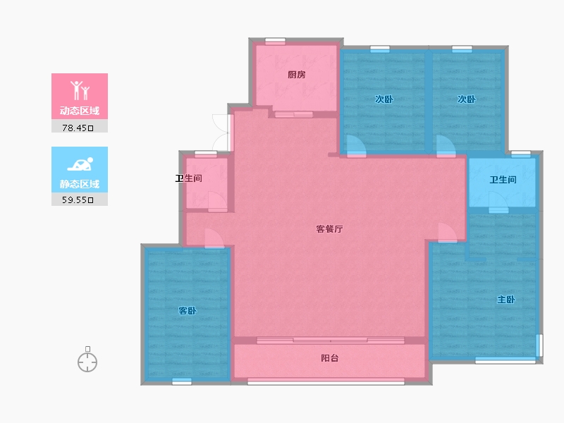 内蒙古自治区-呼和浩特市-融创鹏辉·玉兰天宸-125.00-户型库-动静分区