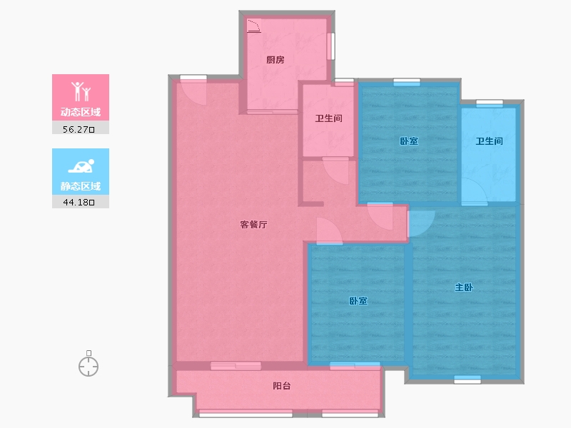 内蒙古自治区-包头市-中梁・首府壹号院-90.32-户型库-动静分区