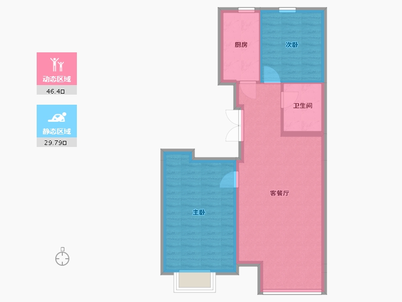 内蒙古自治区-呼和浩特市-城发绿园-68.87-户型库-动静分区