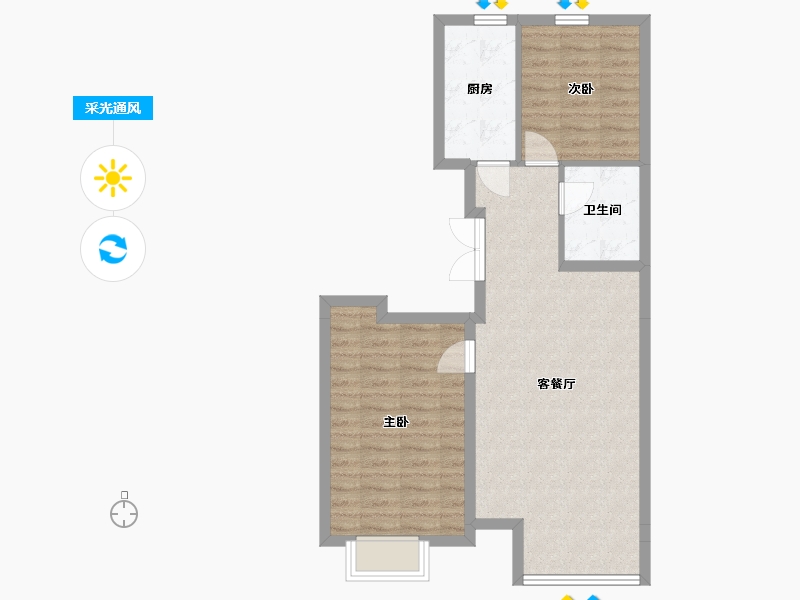 内蒙古自治区-呼和浩特市-城发绿园-68.87-户型库-采光通风