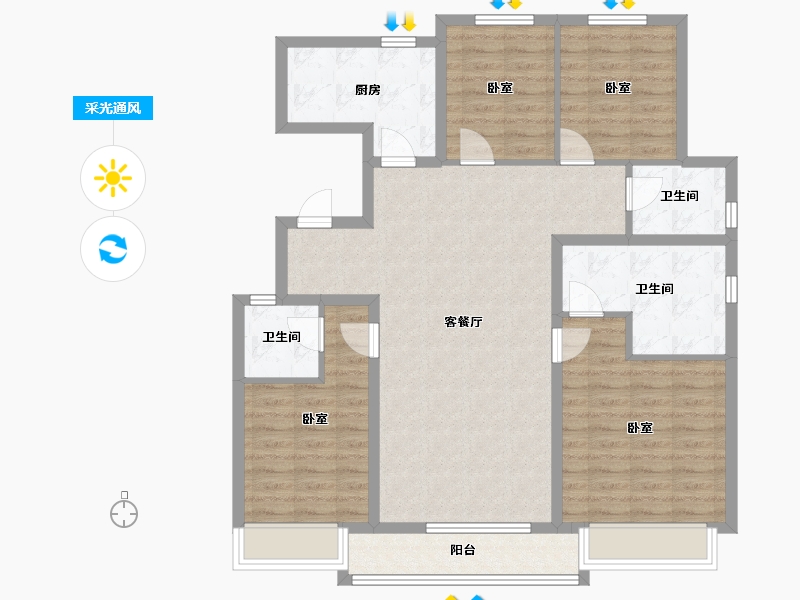 河北省-邢台市-邢台壹号院-111.48-户型库-采光通风