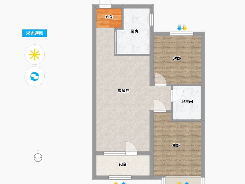 河北省-廊坊市-富田四季花园-65.61-户型库-采光通风