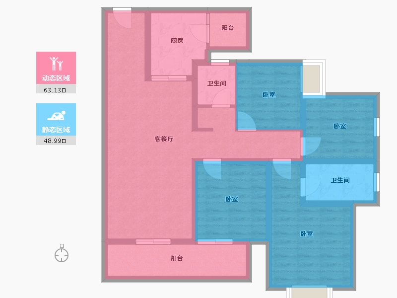 云南省-昆明市-龙湖天璞-98.76-户型库-动静分区