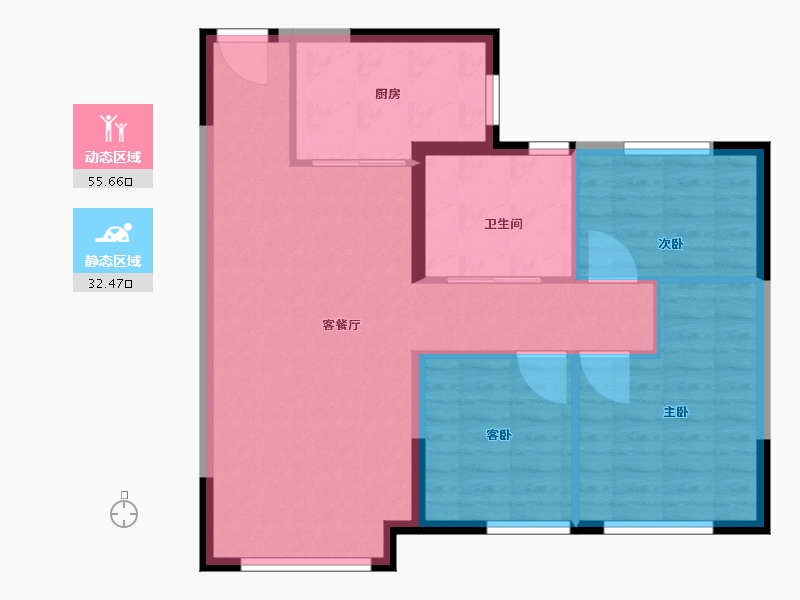 内蒙古自治区-呼和浩特市-恒大·养生谷-80.00-户型库-动静分区