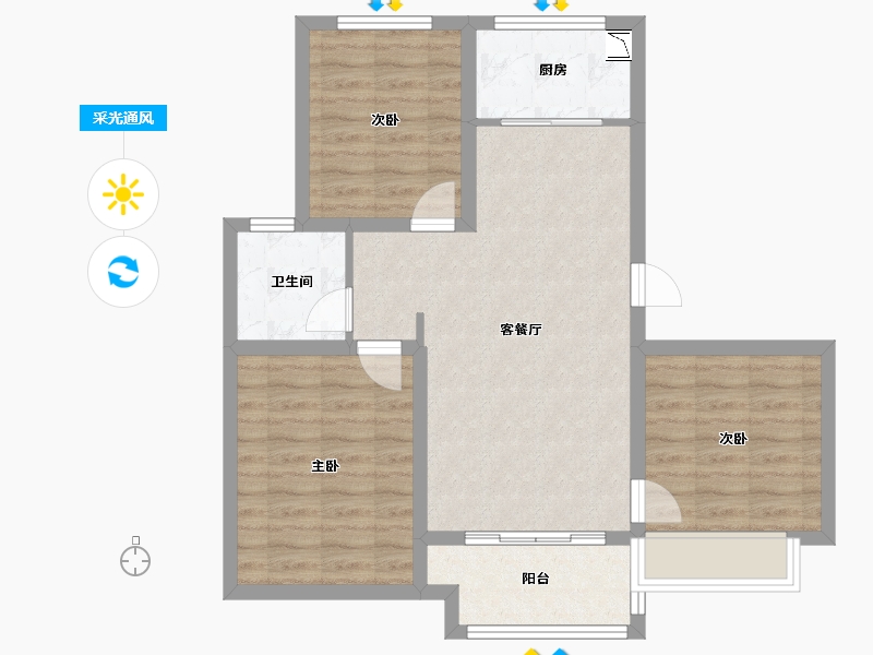 山西省-临汾市-汾河上园-74.75-户型库-采光通风