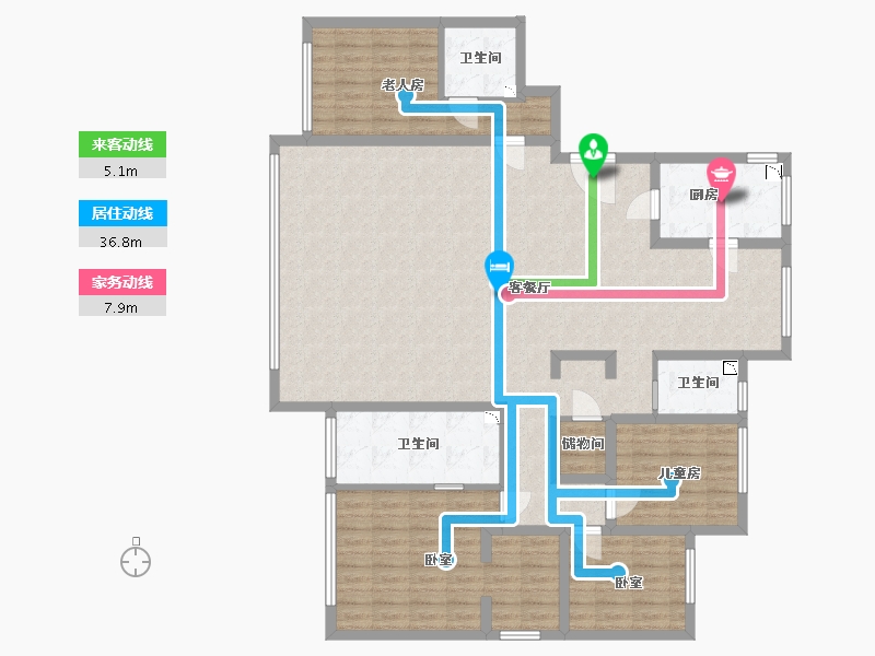 内蒙古自治区-呼和浩特市-融创瀚海壹號-148.00-户型库-动静线