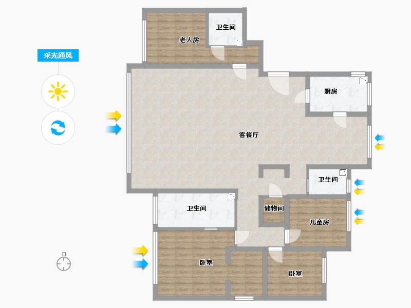 内蒙古自治区-呼和浩特市-融创瀚海壹號-148.00-户型库-采光通风