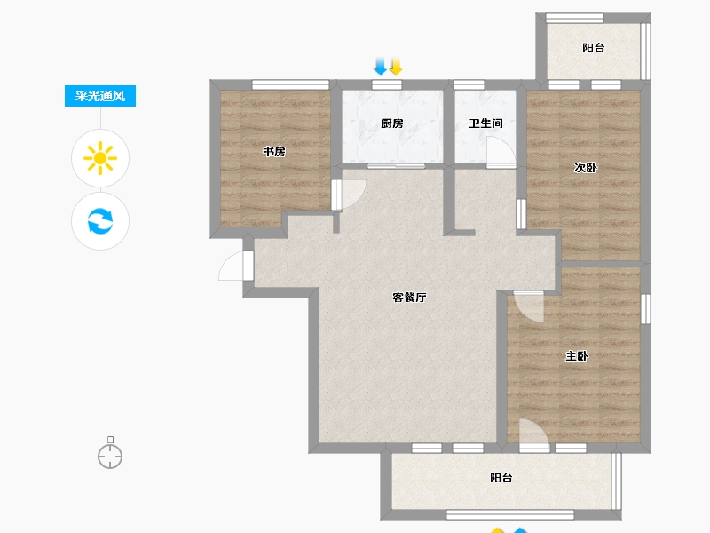 河北省-廊坊市-阿尔卡迪亚廊坊大学城-81.80-户型库-采光通风