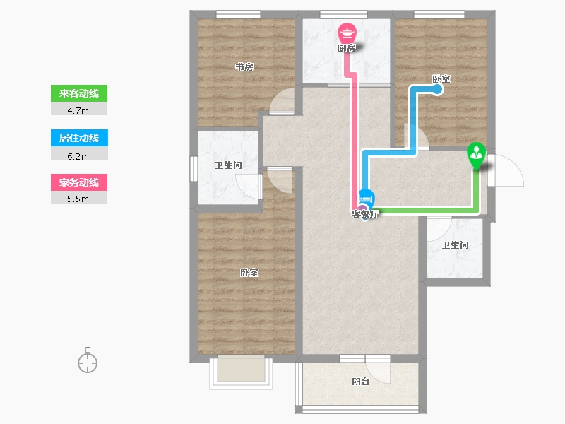 山西省-大同市-兴云华庭-91.54-户型库-动静线