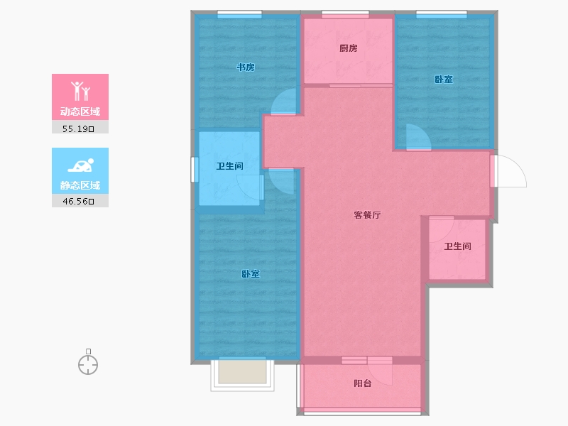 山西省-大同市-兴云华庭-91.54-户型库-动静分区