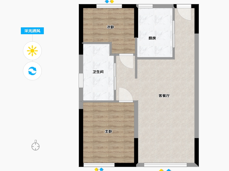 内蒙古自治区-呼和浩特市-恒大·养生谷-66.00-户型库-采光通风