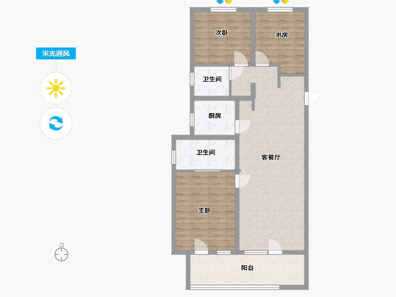 河北省-廊坊市-富田四季花园-93.60-户型库-采光通风