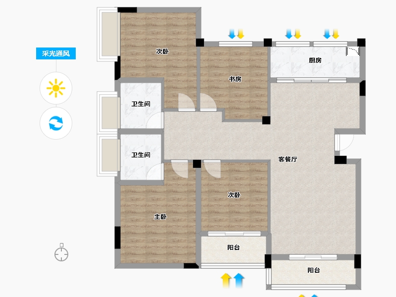 广西壮族自治区-桂林市-漓江大河坊-114.83-户型库-采光通风