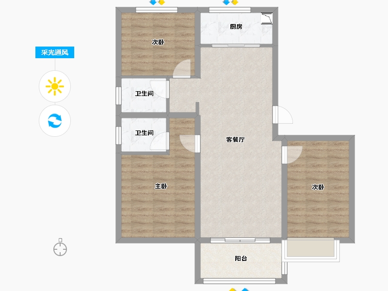 山西省-临汾市-汾河上园-83.96-户型库-采光通风