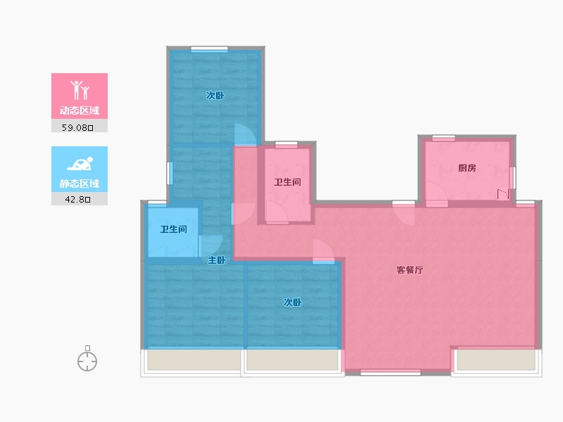 河北省-廊坊市-牛驼温泉孔雀城-90.81-户型库-动静分区