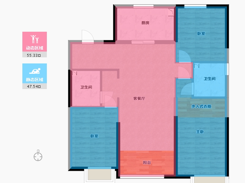 内蒙古自治区-呼和浩特市-呼和浩特恒大珺庭-92.63-户型库-动静分区