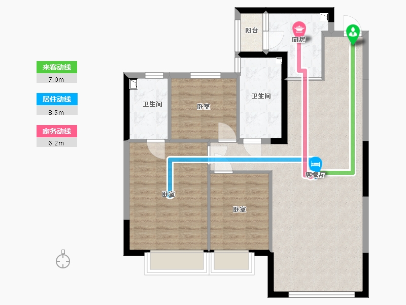 内蒙古自治区-呼和浩特市-呼和浩特恒大御府-89.88-户型库-动静线