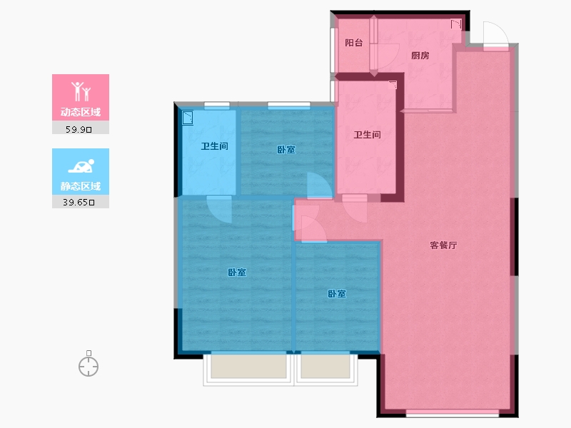 内蒙古自治区-呼和浩特市-呼和浩特恒大御府-89.88-户型库-动静分区