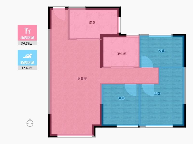 内蒙古自治区-呼和浩特市-恒大·养生谷-81.00-户型库-动静分区