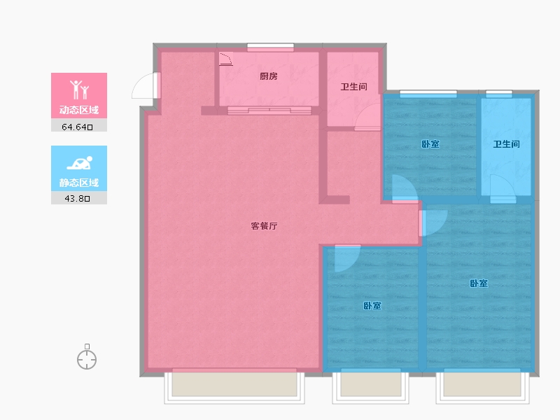 内蒙古自治区-包头市-万科城-98.00-户型库-动静分区