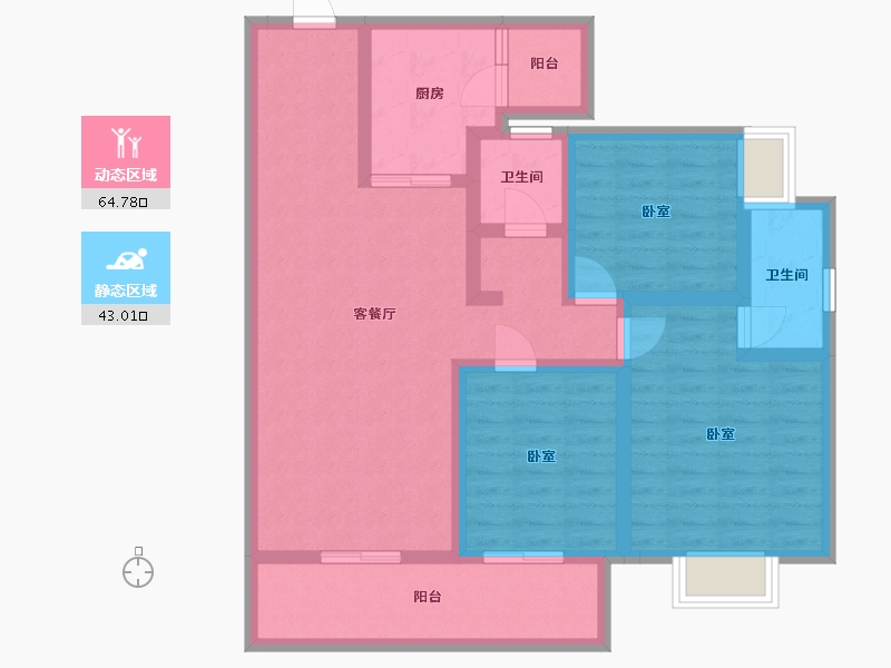 云南省-昆明市-龙湖天璞-94.96-户型库-动静分区