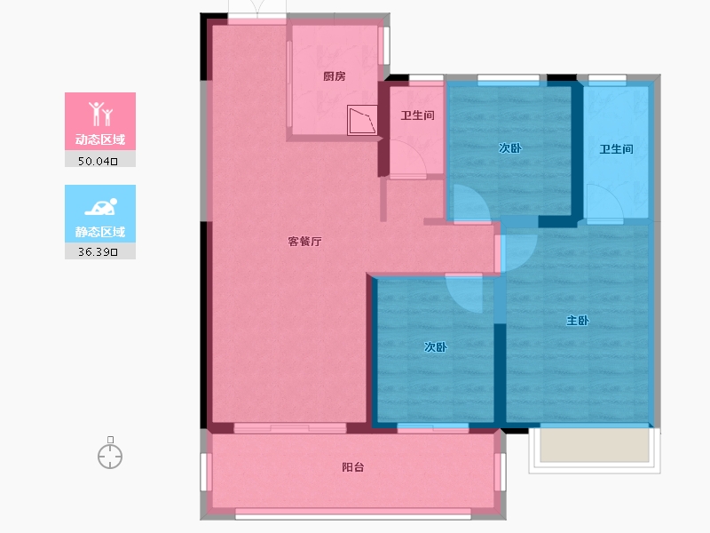 山西省-临汾市-荣盛·锦绣学府-76.80-户型库-动静分区