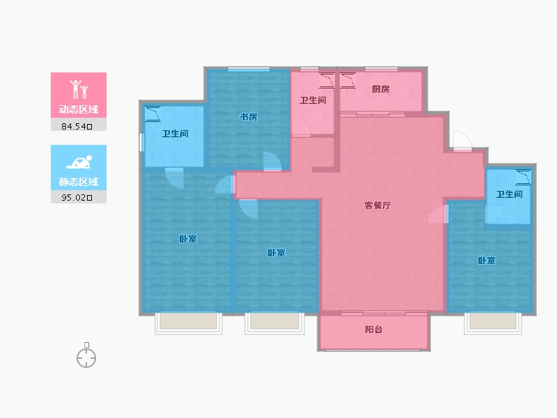 内蒙古自治区-呼和浩特市-呼和浩特亿利生态城-162.00-户型库-动静分区