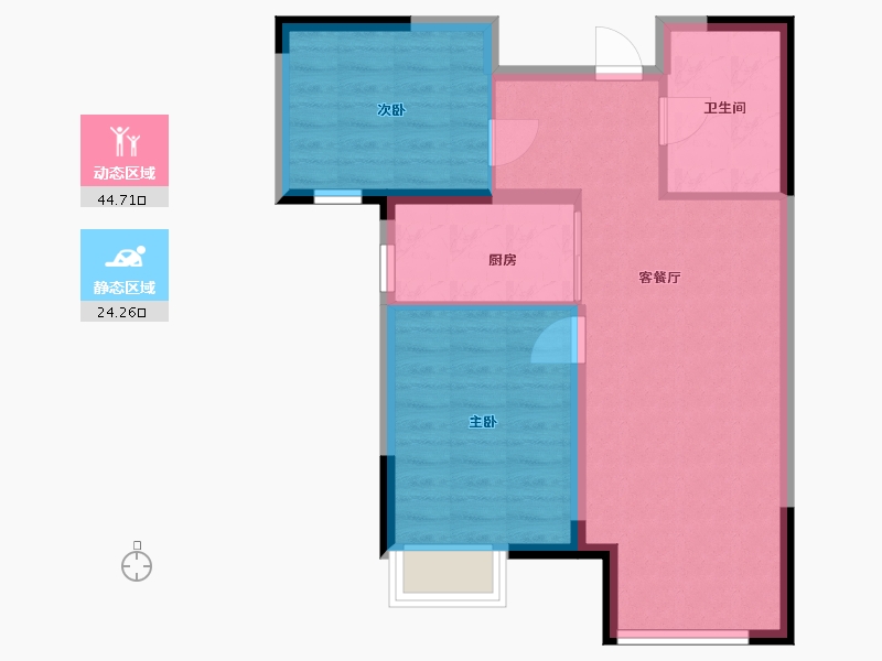 内蒙古自治区-呼和浩特市-恒大·养生谷-61.99-户型库-动静分区