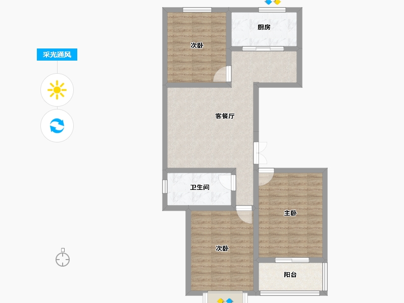 山西省-临汾市-普天佳苑-78.60-户型库-采光通风