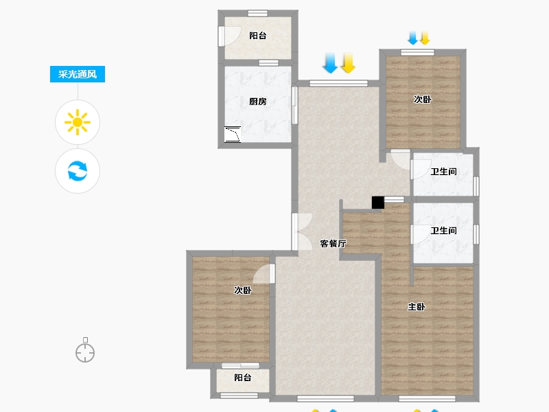 河北省-廊坊市-俪景嘉园-116.94-户型库-采光通风