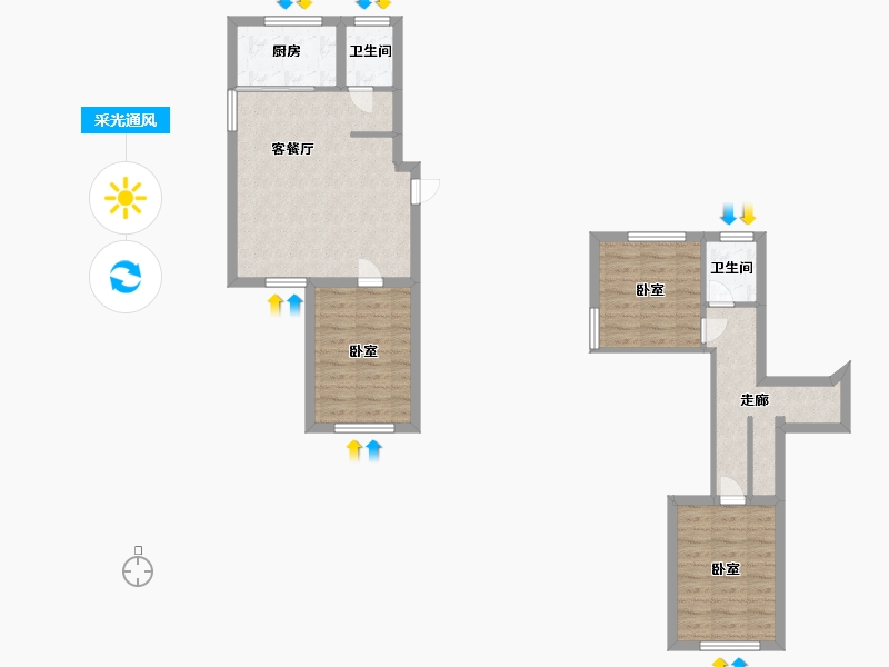 内蒙古自治区-呼和浩特市-世纪青城-69.00-户型库-采光通风