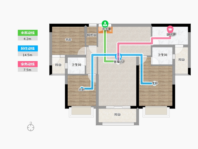 云南省-曲靖市-安厦名品里-91.55-户型库-动静线