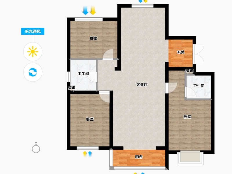 山西省-大同市-建龙平城府-96.80-户型库-采光通风