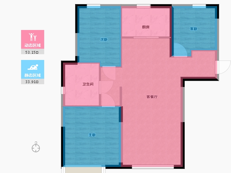 内蒙古自治区-呼和浩特市-恒大·养生谷-79.00-户型库-动静分区