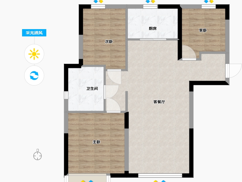 内蒙古自治区-呼和浩特市-恒大·养生谷-79.00-户型库-采光通风