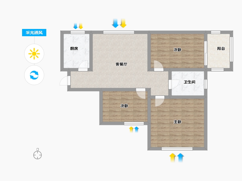 山西省-临汾市-河畔丽景-80.60-户型库-采光通风