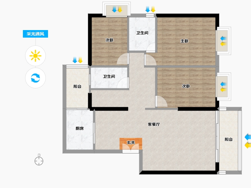 云南省-曲靖市-紫金新景-102.63-户型库-采光通风