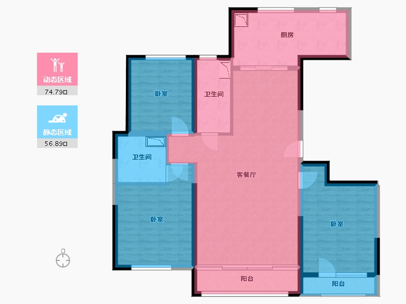 内蒙古自治区-呼和浩特市-绿城润园-118.00-户型库-动静分区