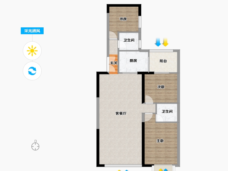 云南省-曲靖市-紫金新景-93.75-户型库-采光通风