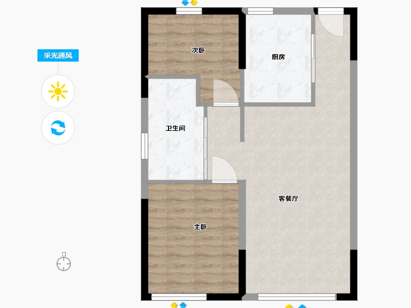 内蒙古自治区-呼和浩特市-恒大·养生谷-66.00-户型库-采光通风