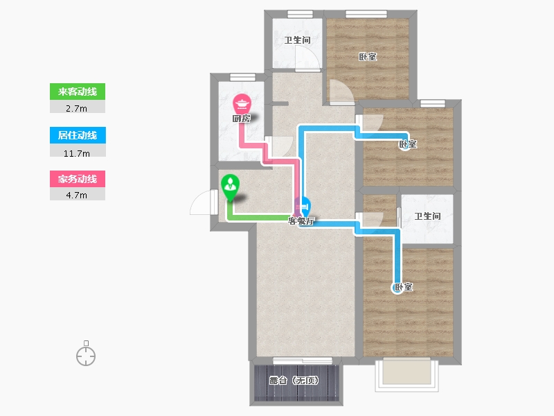 山西省-太原市-天朗美域-65.44-户型库-动静线