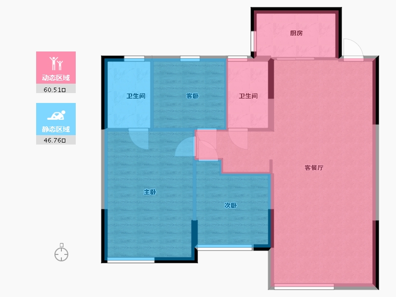 内蒙古自治区-呼和浩特市-恒大·养生谷-98.00-户型库-动静分区