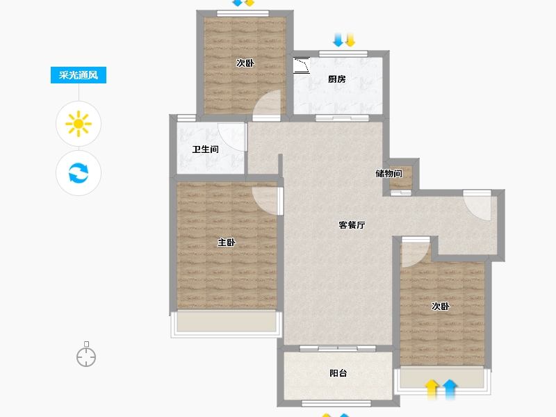 山东省-济南市-万科翡翠山语-110.00-户型库-采光通风