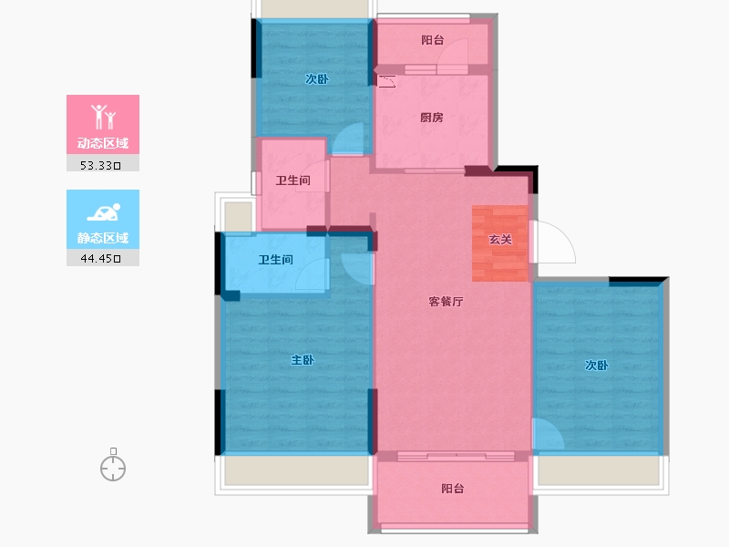 云南省-曲靖市-罗平碧桂园-88.13-户型库-动静分区