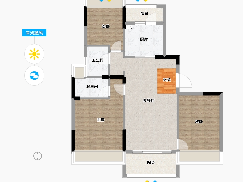 云南省-曲靖市-罗平碧桂园-88.13-户型库-采光通风