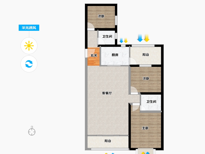 云南省-曲靖市-紫金新景-98.99-户型库-采光通风