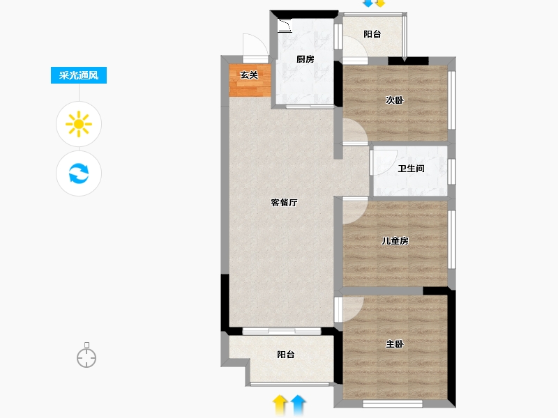 广西壮族自治区-柳州市-香颂·蔚澜半岛-69.11-户型库-采光通风