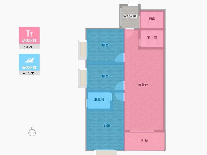 云南省-昆明市-锦康富春御园-87.46-户型库-动静分区