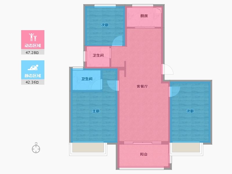 山西省-临汾市-汾河上园-79.83-户型库-动静分区