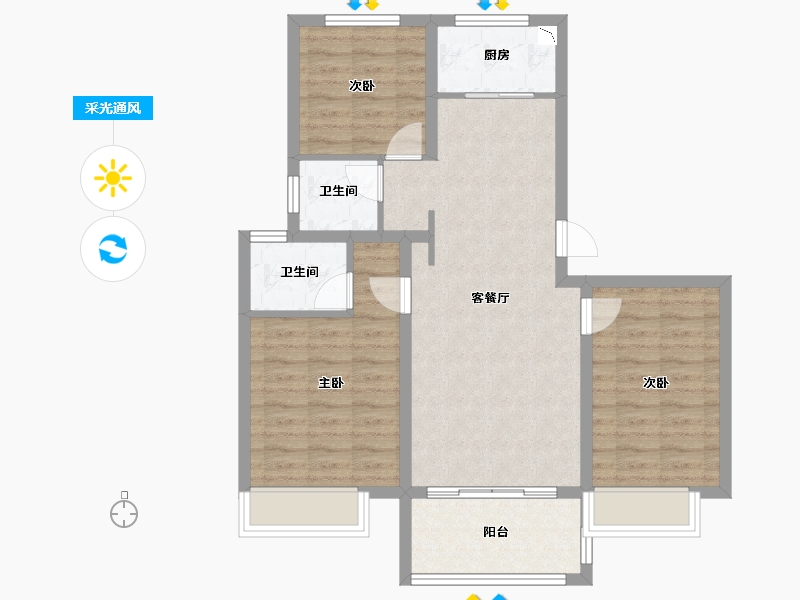 山西省-临汾市-汾河上园-79.83-户型库-采光通风